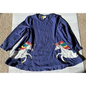 Mini Boden Rainbow Unicorn Blue Dress